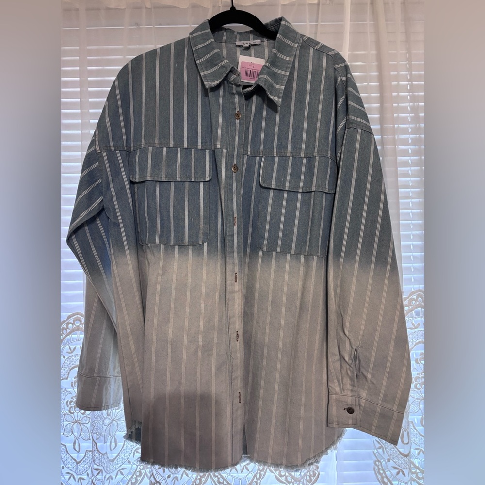White Birch Blue and White Striped Shirt
